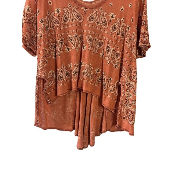 Free People No Matter What Paisley Print Oversized High Low Hem Top XS Cotton - Picture 3 of 9